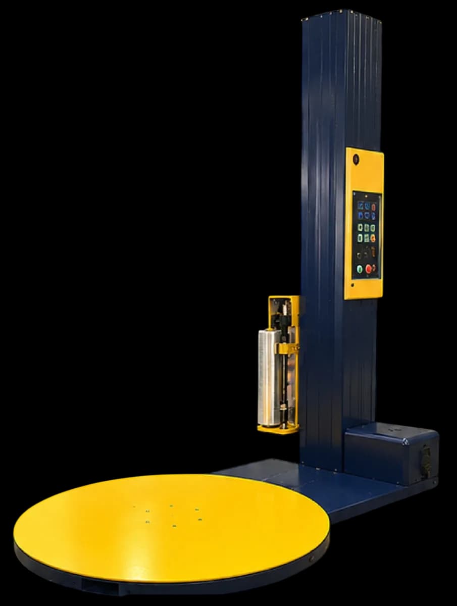 ECO-2000 semi-automatic pallet wrapper with powered prestretch carriage