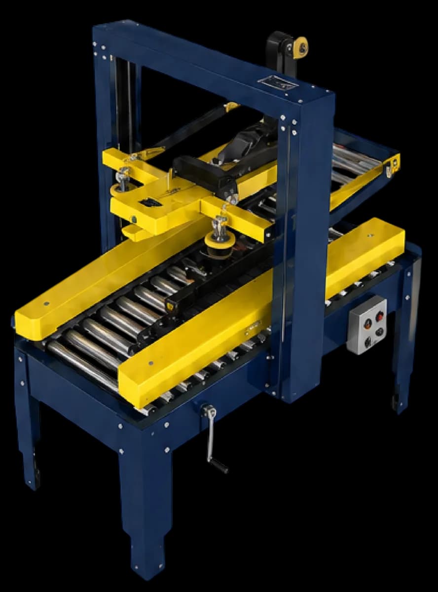 WP-1AW powdercoated semi-automatic carton sealer with 3 inch taping heads