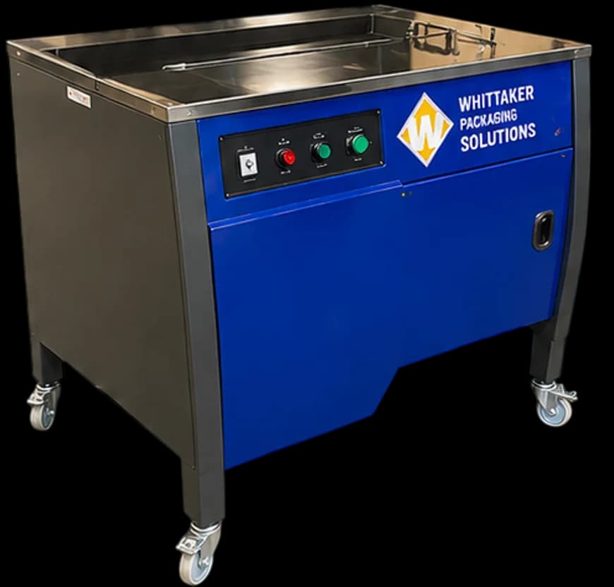 WP-300 semi-automatic polypropylene strapping machine on castors