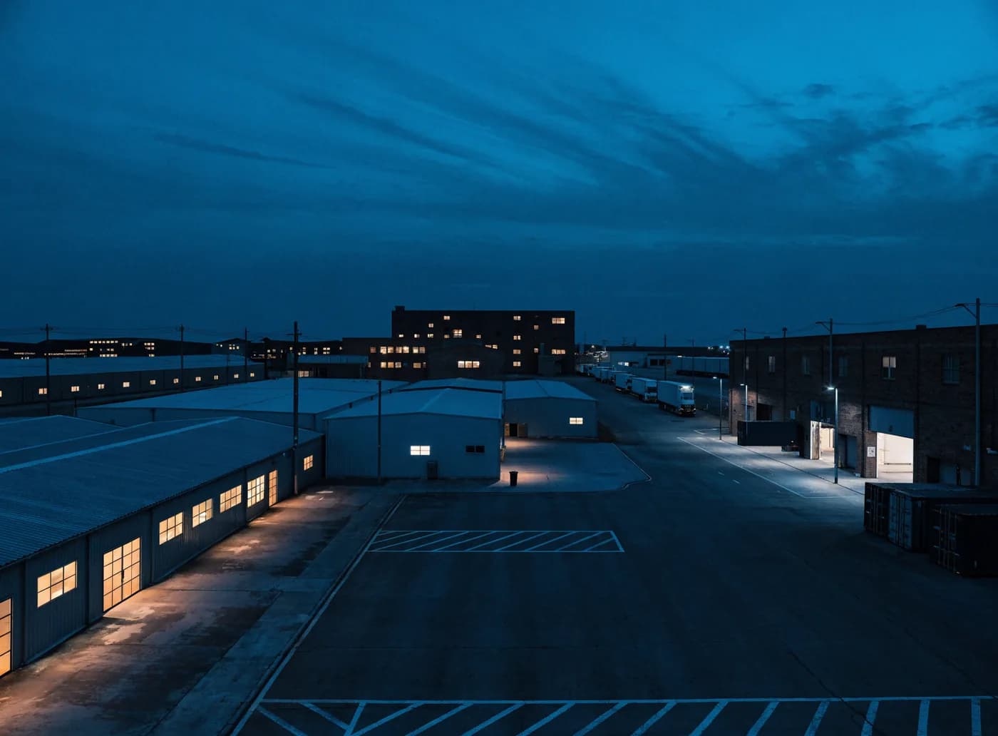 Melbourne warehouse precinct at dusk